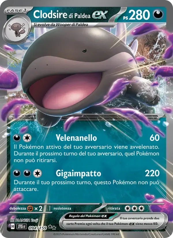 Clodsire di Paldea-ex — Avventure Insieme 94 Italian Pokémon card