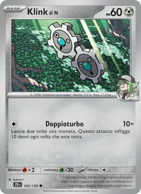 Klink di N — Avventure Insieme 103 Italian Pokémon card