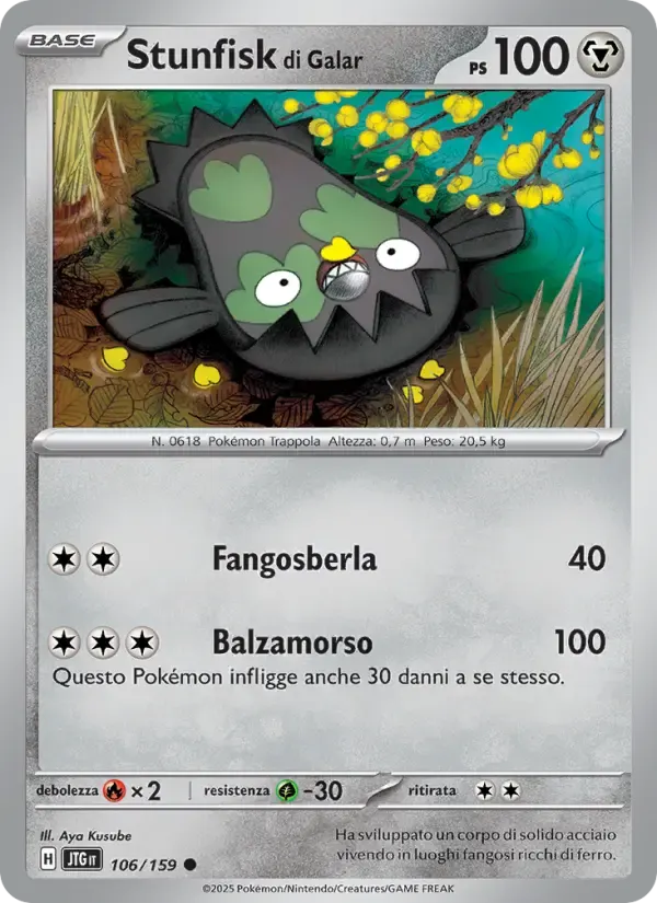 Stunfisk di Galar — Avventure Insieme 106 Italian Pokémon card
