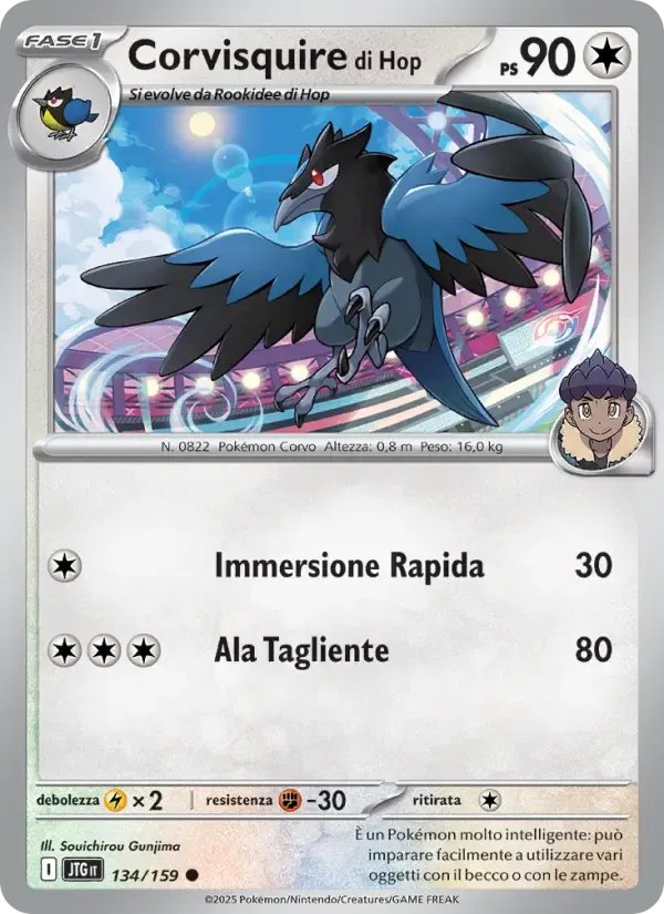 Corvisquire di Hop — Avventure Insieme 134 Italian Pokémon card