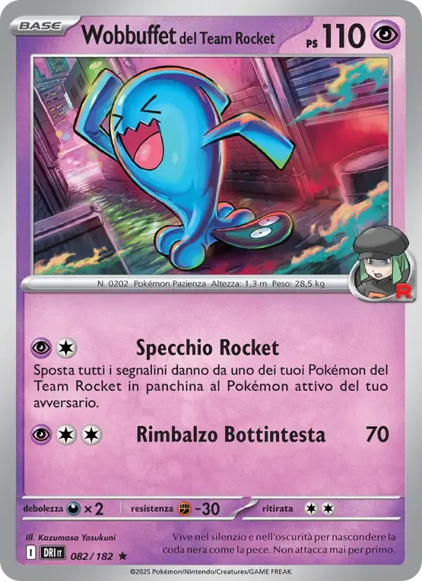 Wobbuffet del Team Rocket — Rivali Predestinati 82 Italian Pokémon card