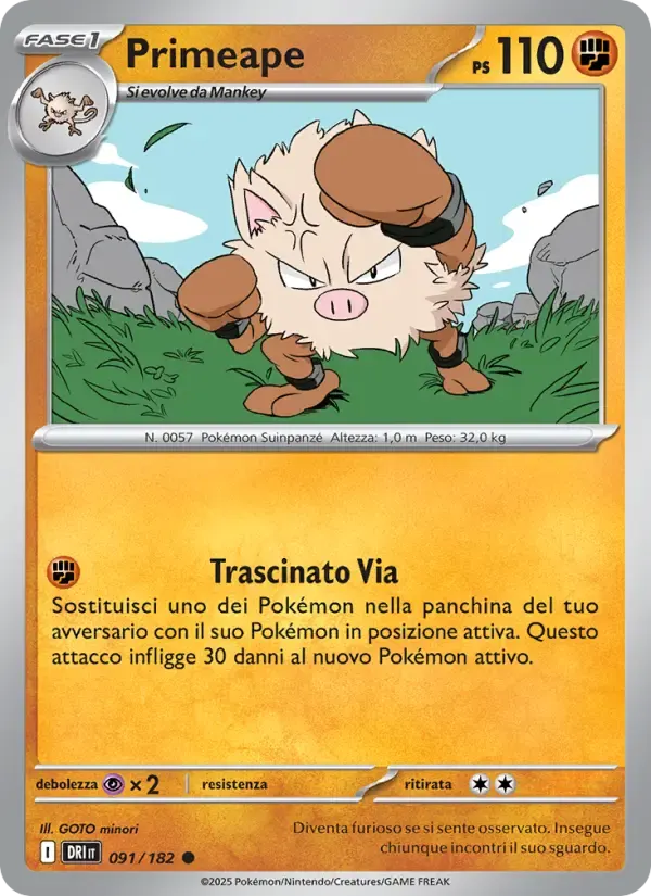 Primeape — Rivali Predestinati 91 Italian Pokémon card