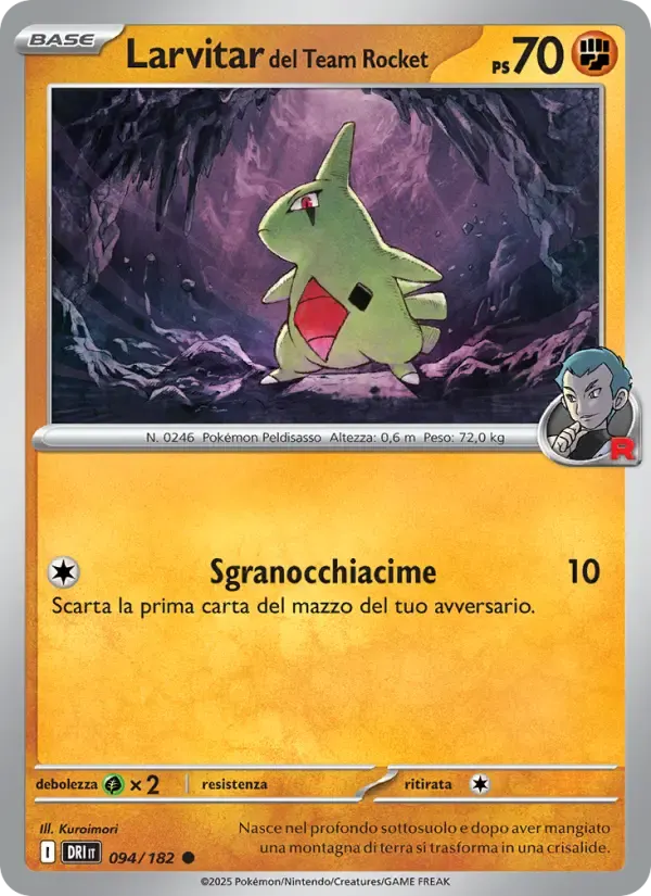 Larvitar del Team Rocket — Rivali Predestinati 94 Italian Pokémon card