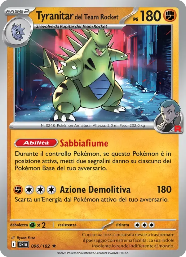 Tyranitar del Team Rocket — Rivali Predestinati 96 Italian Pokémon card