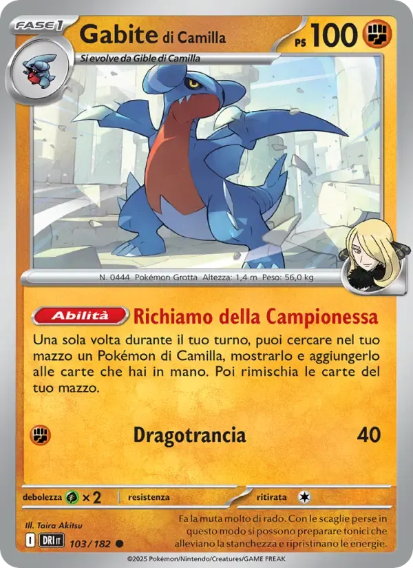 Gabite di Camilla — Rivali Predestinati 103 Italian Pokémon card