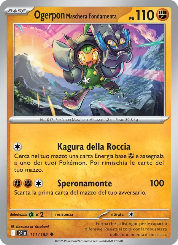 Ogerpon Maschera Fondamenta — Rivali Predestinati 111 Italian Pokémon card