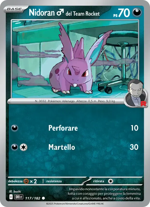 Nidoran♂ del Team Rocket — Rivali Predestinati 117 Italian Pokémon card