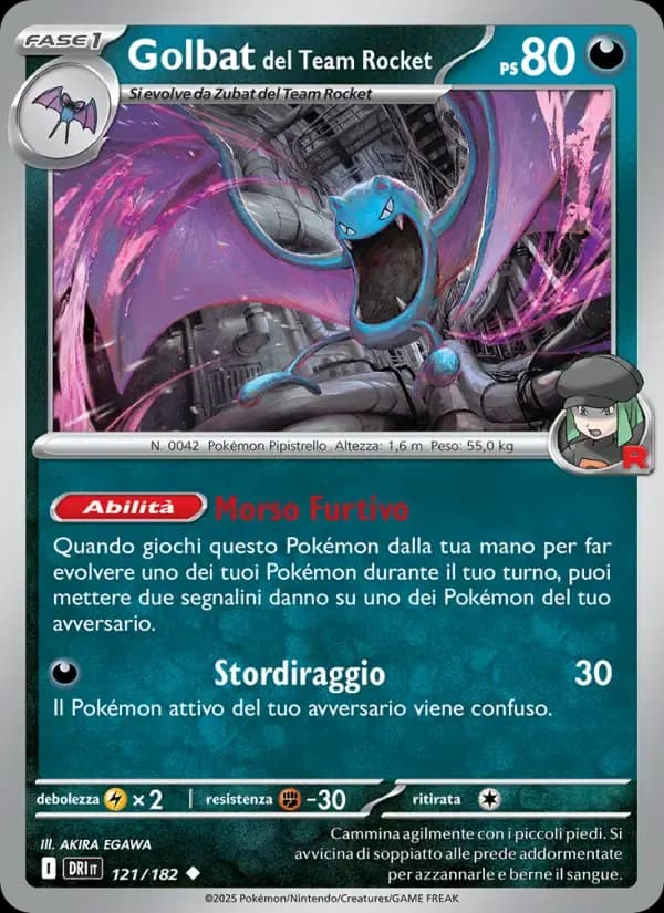 Golbat del Team Rocket — Rivali Predestinati 121 Italian Pokémon card