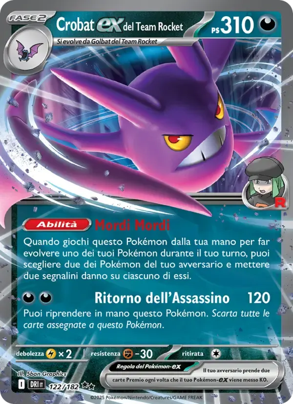 Crobat-ex del Team Rocket — Rivali Predestinati 122 Italian Pokémon card