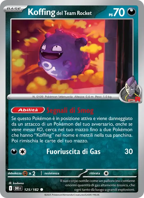 Koffing del Team Rocket — Rivali Predestinati 125 Italian Pokémon card