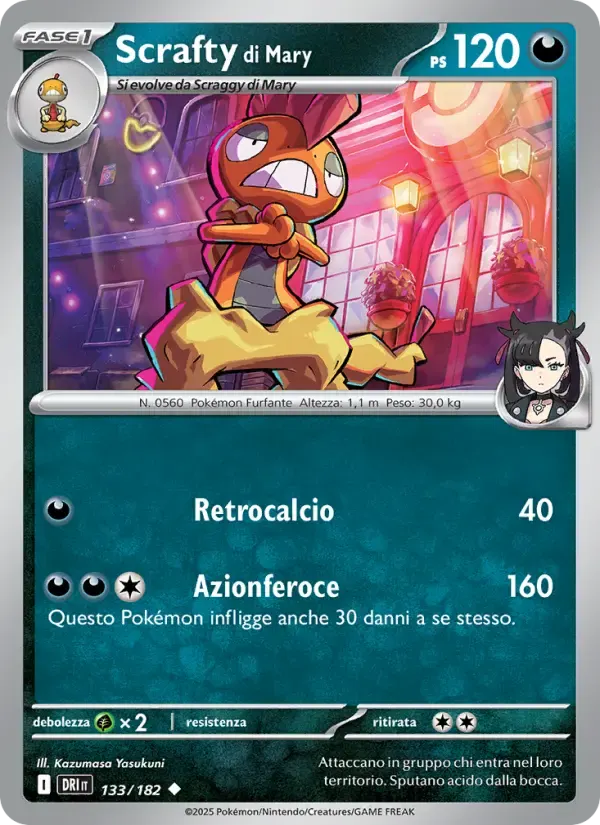 Scrafty di Mary — Rivali Predestinati 133 Italian Pokémon card