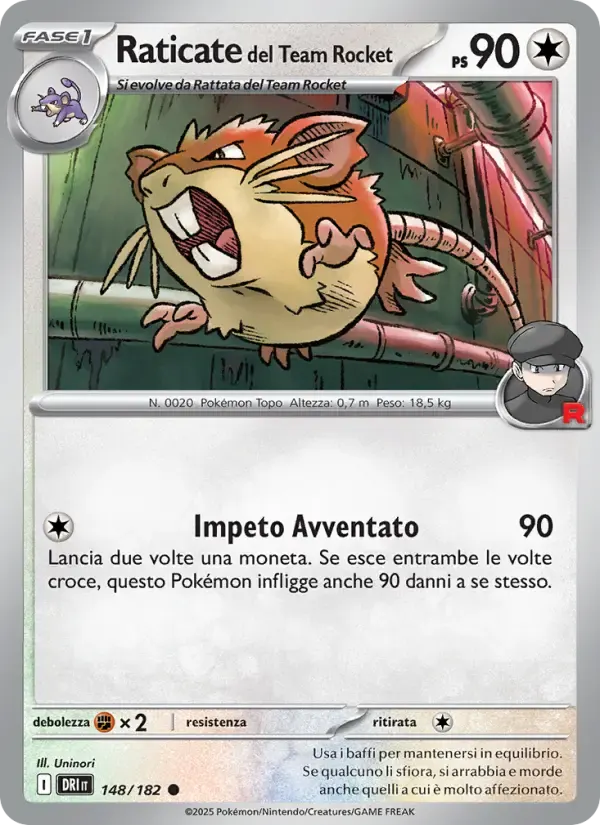 Raticate del Team Rocket — Rivali Predestinati 148 Italian Pokémon card