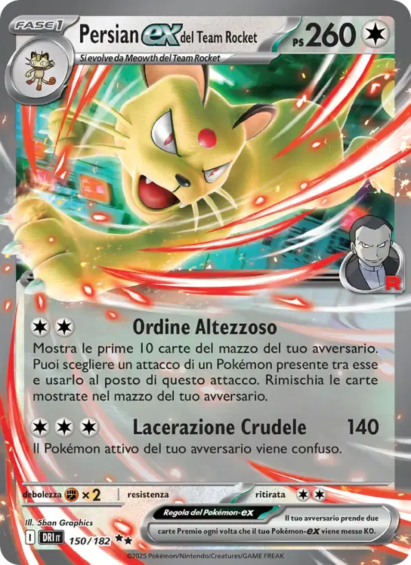 Persian-ex del Team Rocket — Rivali Predestinati 150 Italian Pokémon card