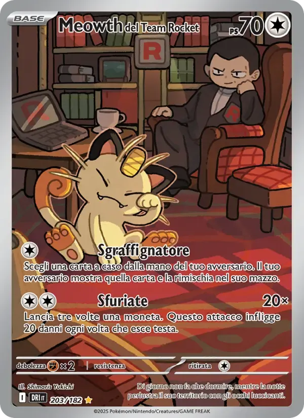 Meowth del Team Rocket — Rivali Predestinati 203 Italian Pokémon card