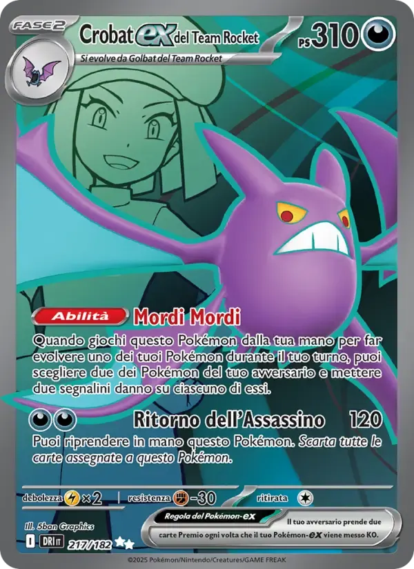 Crobat-ex del Team Rocket — Rivali Predestinati 217 Italian Pokémon card