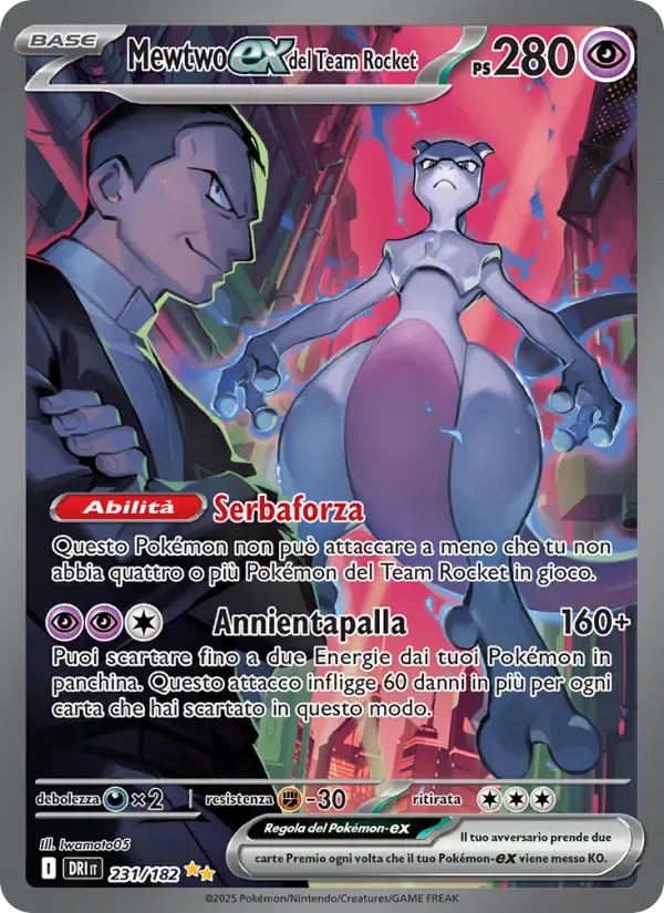 Mewtwo-ex del Team Rocket — Rivali Predestinati 231 Italian Pokémon card