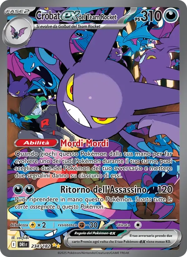 Crobat-ex del Team Rocket — Rivali Predestinati 234 Italian Pokémon card