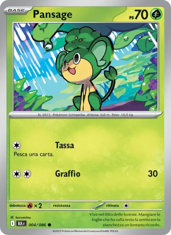 Pansage — Luce Nera 4 Italian Pokémon card