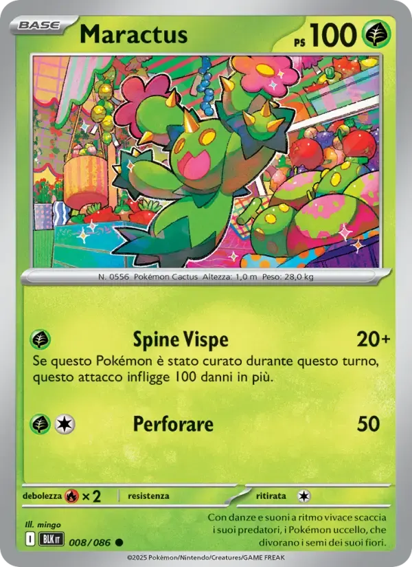 Maractus — Luce Nera 8 Italian Pokémon card