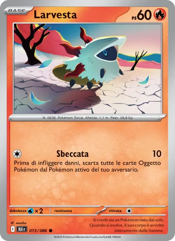 Larvesta — Luce Nera 15 Italian Pokémon card