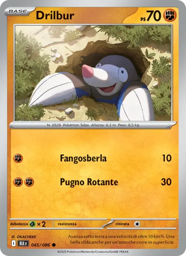 Drilbur — Luce Nera 45 Italian Pokémon card
