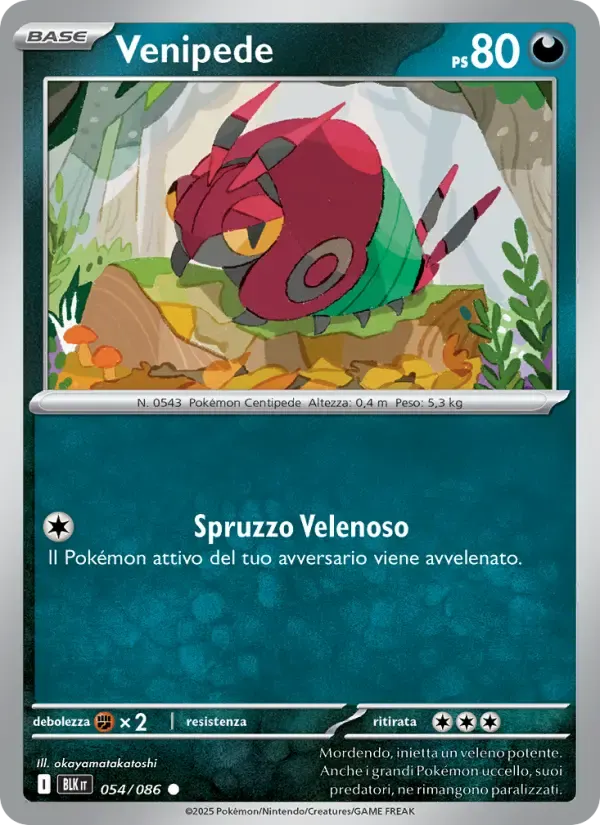 Venipede — Luce Nera 54 Italian Pokémon card