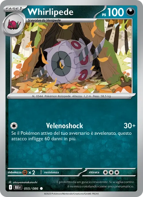Whirlipede — Luce Nera 55 Italian Pokémon card
