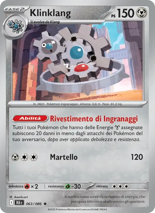 Klinklang — Luce Nera 63 Italian Pokémon card