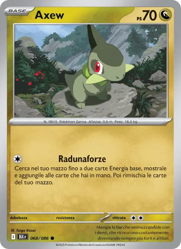 Axew — Luce Nera 68 Italian Pokémon card