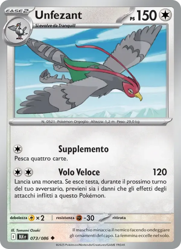 Unfezant — Luce Nera 73 Italian Pokémon card