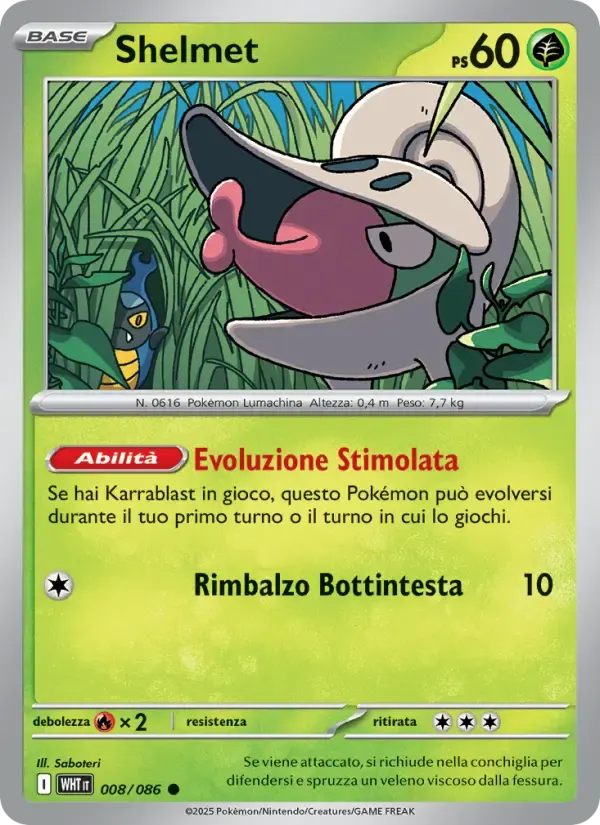 Shelmet — Fuoco Bianco 8 Italian Pokémon card