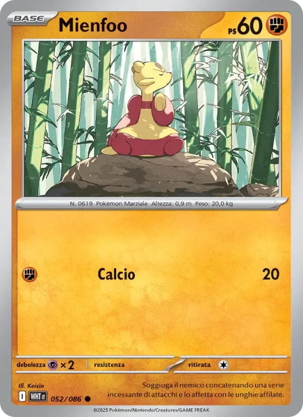 Mienfoo — Fuoco Bianco 52 Italian Pokémon card