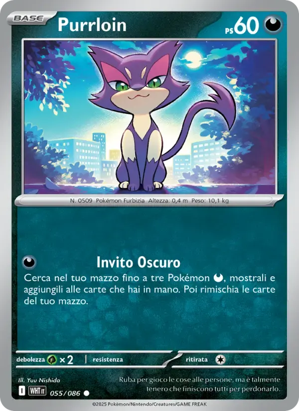 Purrloin — Fuoco Bianco 55 Italian Pokémon card