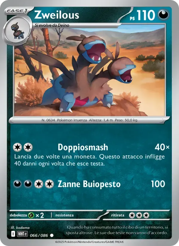 Zweilous — Fuoco Bianco 66 Italian Pokémon card