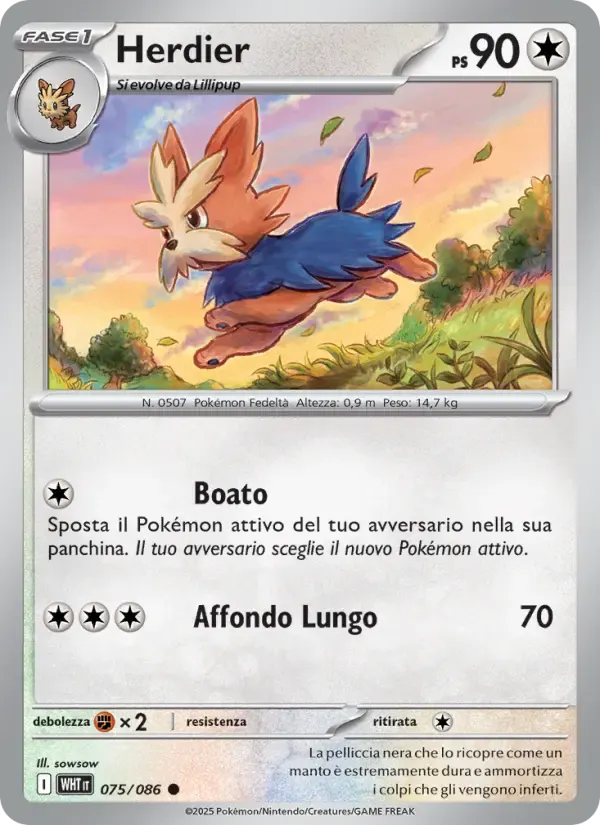 Herdier — Fuoco Bianco 75 Italian Pokémon card