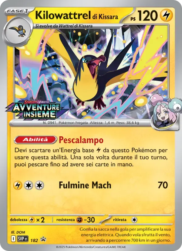 Kilowattrel di Kissara — SVP Black Star Promos 182 Italian Pokémon card
