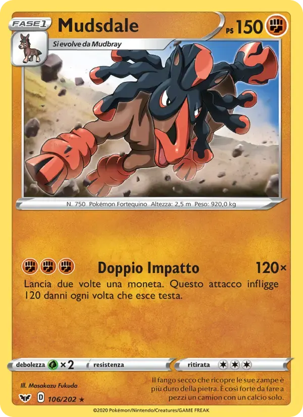 Mudsdale — Spada e Scudo 106 Italian Pokémon card