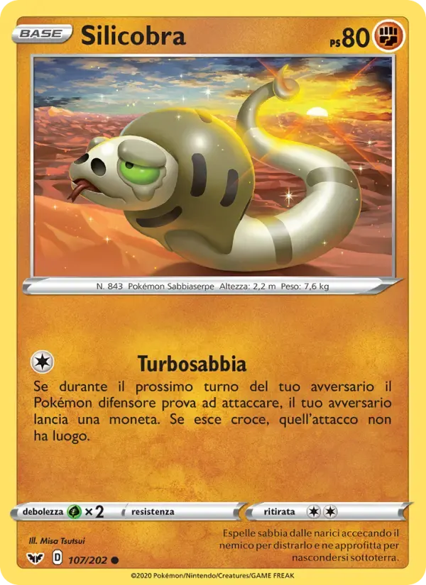 Silicobra — Spada e Scudo 107 Italian Pokémon card