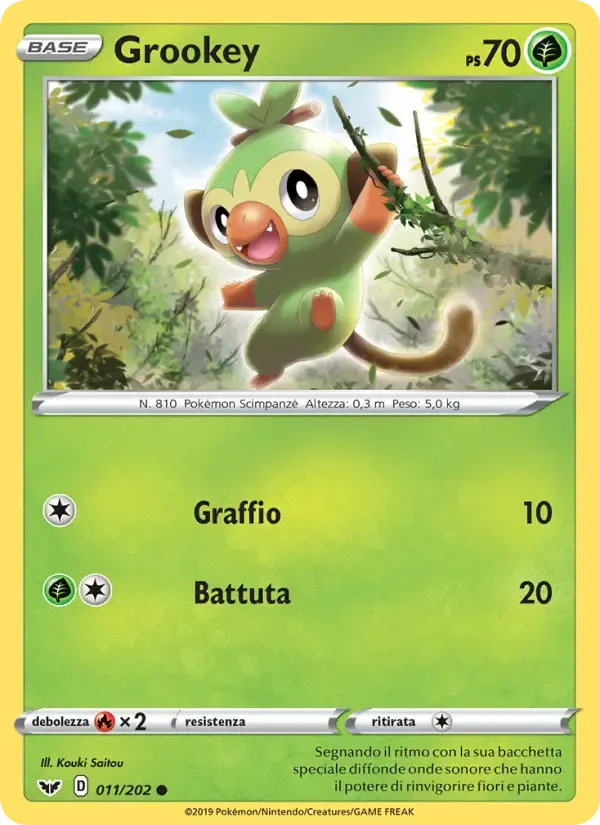 Grookey — Spada e Scudo 11 Italian Pokémon card