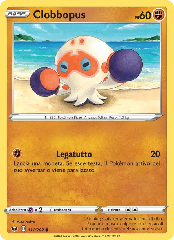 Clobbopus — Spada e Scudo 111 Italian Pokémon card