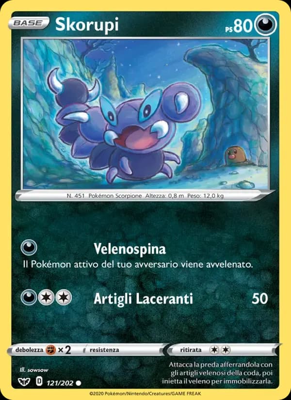 Skorupi — Spada e Scudo 121 Italian Pokémon card