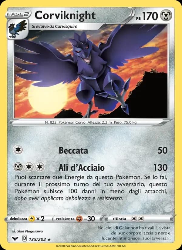 Corviknight — Spada e Scudo 135 Italian Pokémon card