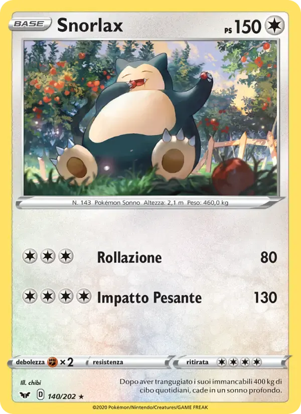 Snorlax — Spada e Scudo 140 Italian Pokémon card