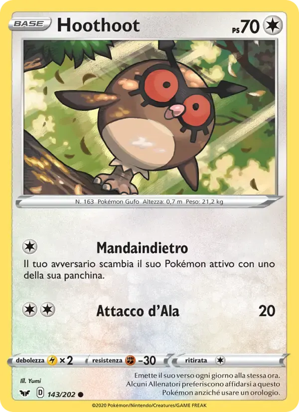 Hoothoot — Spada e Scudo 143 Italian Pokémon card