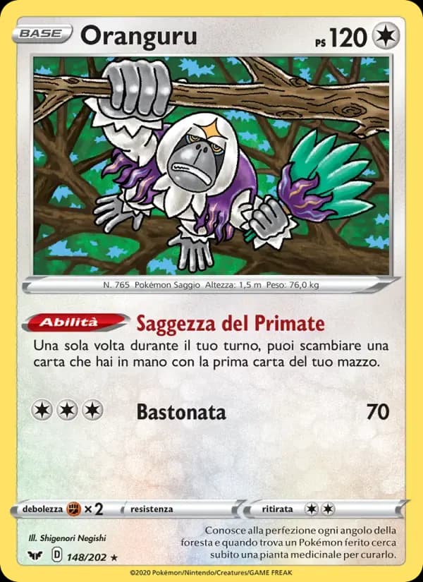 Oranguru — Spada e Scudo 148 Italian Pokémon card