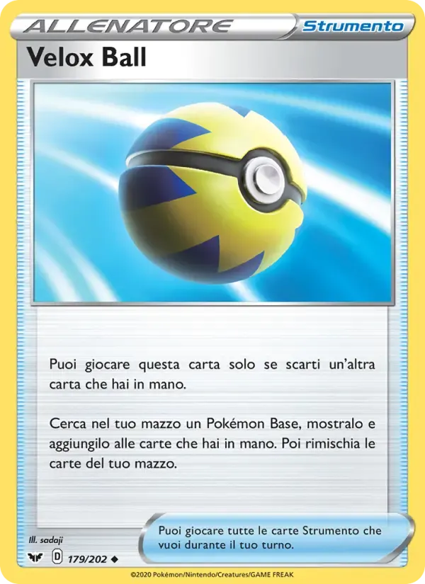 Velox Ball — Spada e Scudo 179 Italian Pokémon card