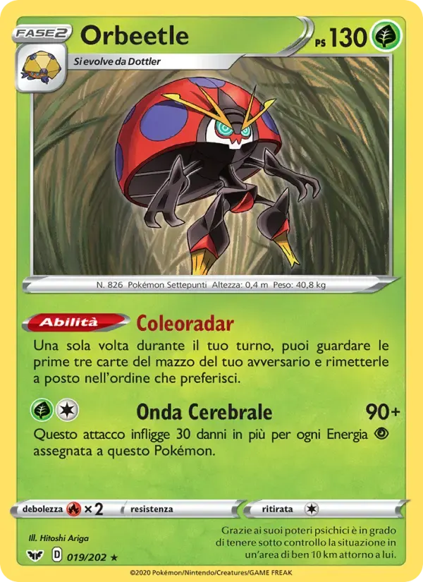Orbeetle — Spada e Scudo 19 Italian Pokémon card