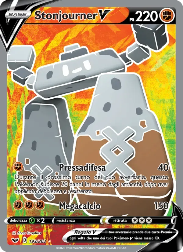 Stonjourner V — Spada e Scudo 193 Italian Pokémon card