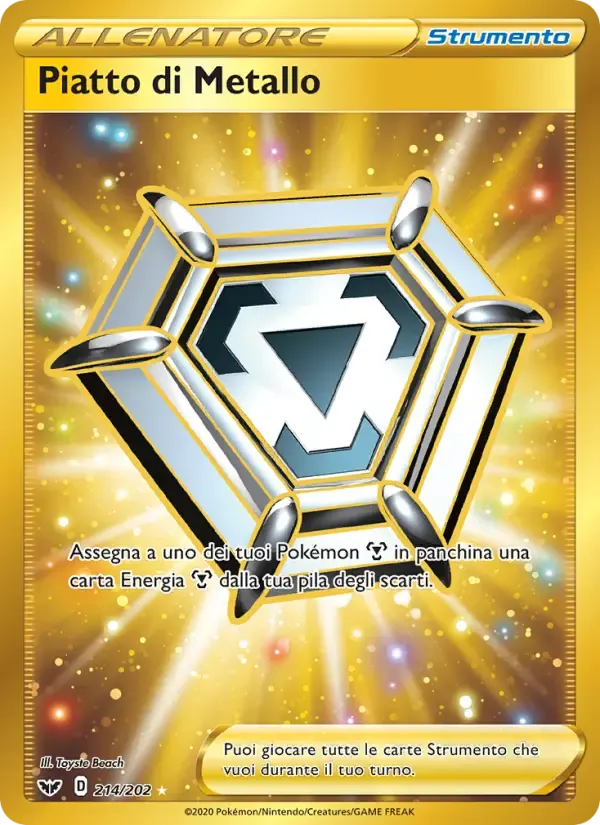 Piatto di Metallo — Spada e Scudo 214 Italian Pokémon card