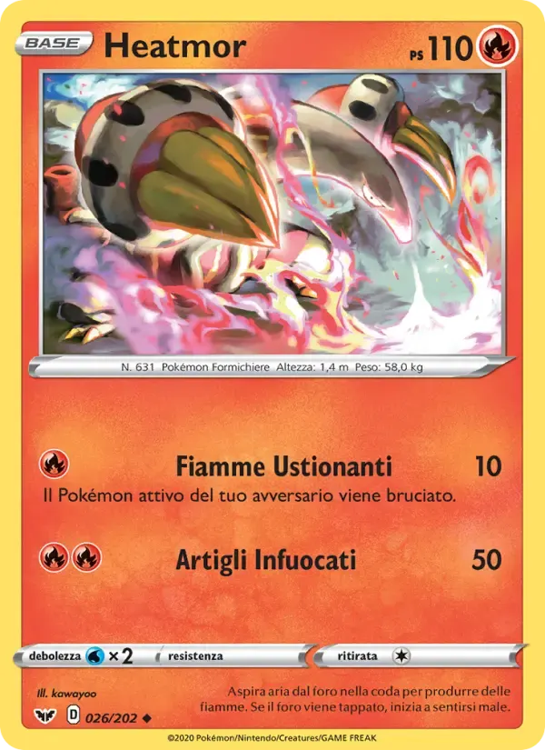 Heatmor — Spada e Scudo 26 Italian Pokémon card